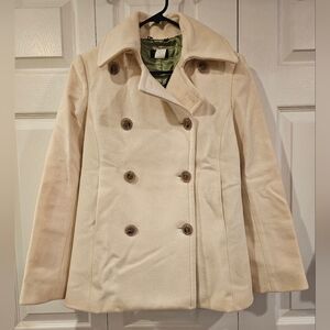 Women's Cream Double-Breasted Peacoat